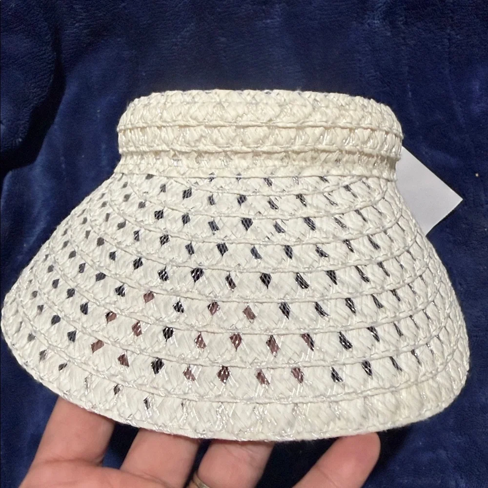 Women's White Opp Straw Sun Visor - Picture 4 of 14